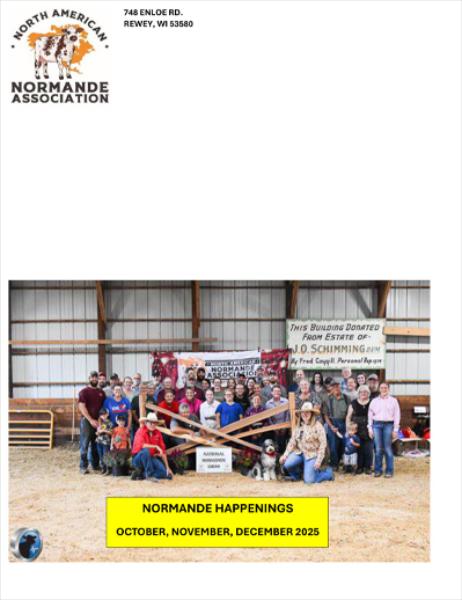 North American Normande Association 748 Enloe Rd Rewey, WI 53580
