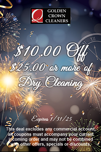 $10 off $25 or more of dry cleaning