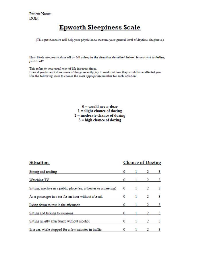 Sleep Score Form In Sioux Falls SD - Sioux Falls Sleep Center