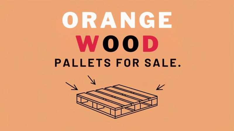 Orange wood pallets stacked for sale, showcasing their vibrant color and sturdy construction for various uses.