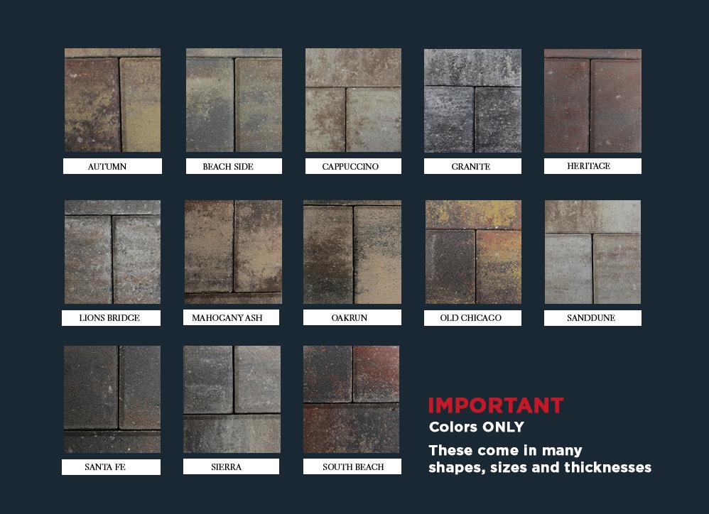 Curb Pro's LLC In Bradenton, FL | Paver Color Chart