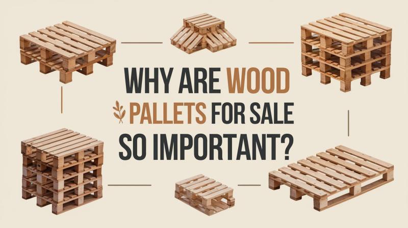 An informative image highlighting the significance of wood pallets for sale in logistics and supply chain management.