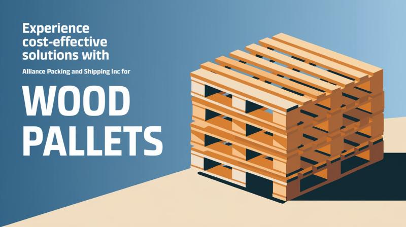 A poster displaying the phrase "Experience a cost-effective solution with wood pallets" in bold, eye-catching typography.