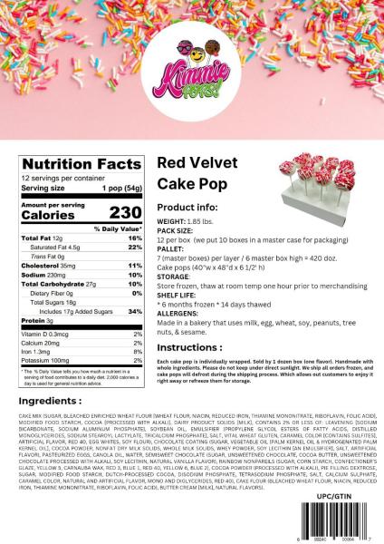 red velvet cake pop nutritional facts