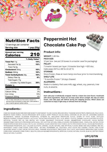 peppermint hot chocolate cake pop nutritional facts