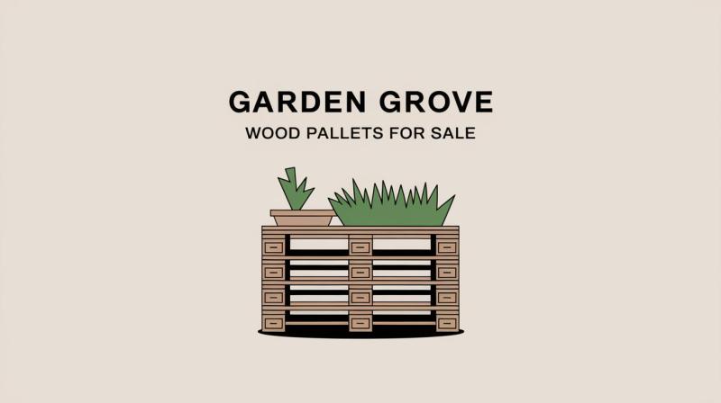 Garden grove featuring wood pallets available for sale, showcasing a variety of sizes and conditions for gardening needs.