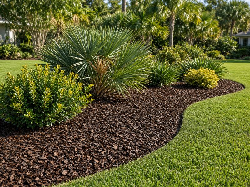 Weed-free Florida mulch bed
