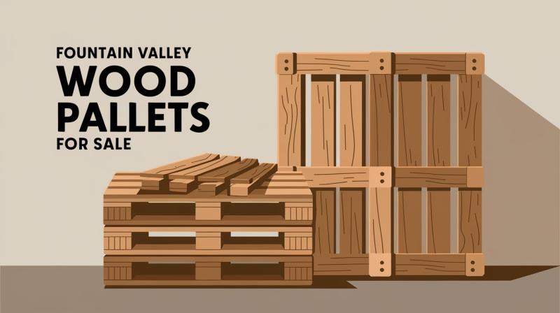 Wood pallets for sale displayed prominently, showcasing their sturdy design and versatility for various uses.