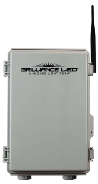 Outdoor lighting control panel with antenna