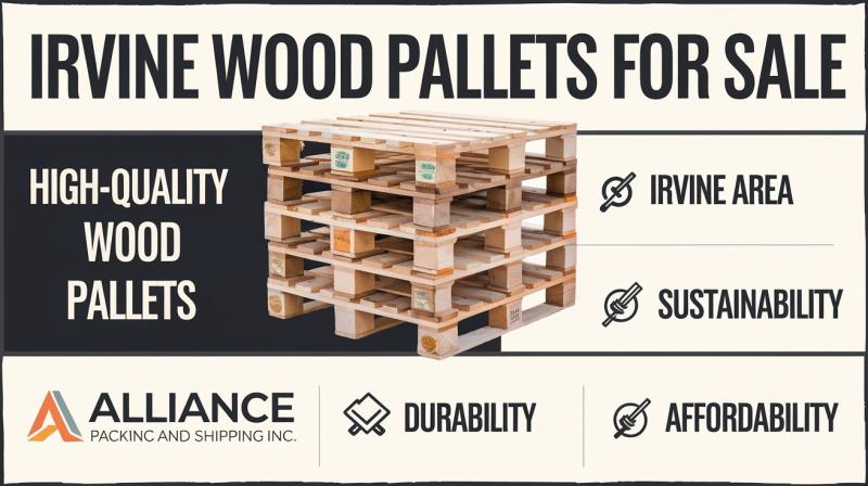 Irvine wood pallets available for sale, showcasing a variety of sizes and conditions for various uses and projects.