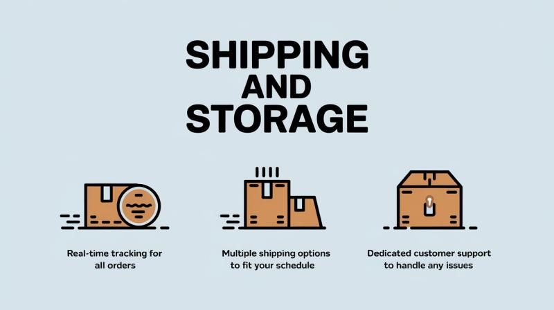 Infographic illustrating shipping and storage processes, highlighting key steps and best practices for efficient logistics management.