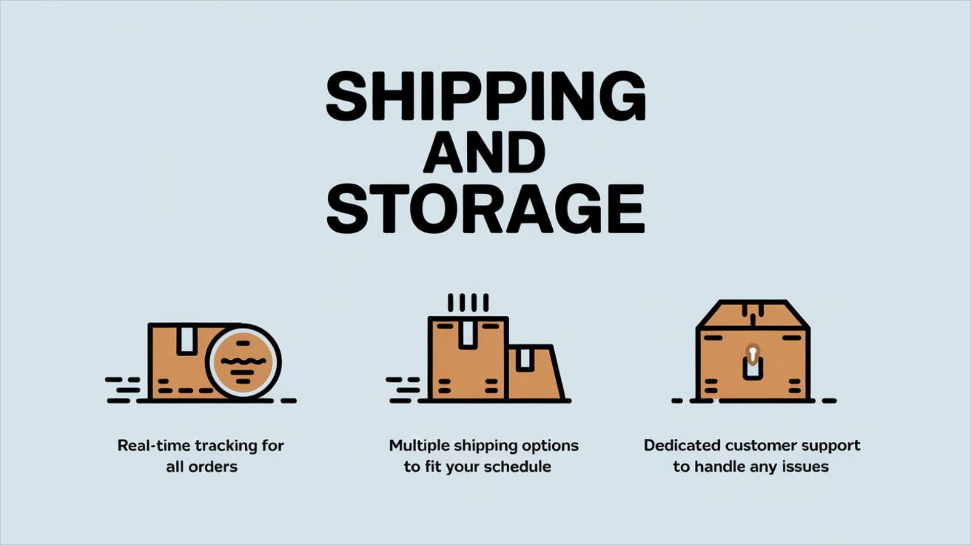 Infographic illustrating shipping and storage processes, highlighting key steps and best practices for efficient logistics management.