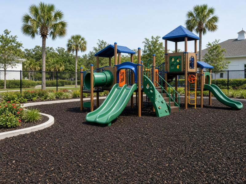 Commercial playground with clean borders