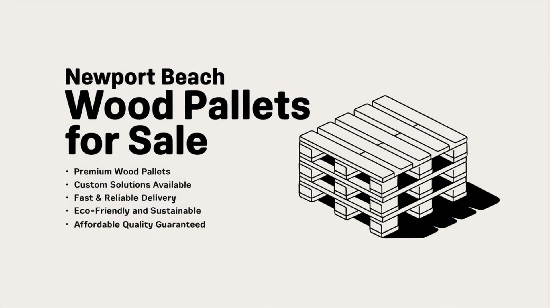 Wood pallets for sale at Newport Beach, showcasing a variety of styles and sizes for various uses and projects.